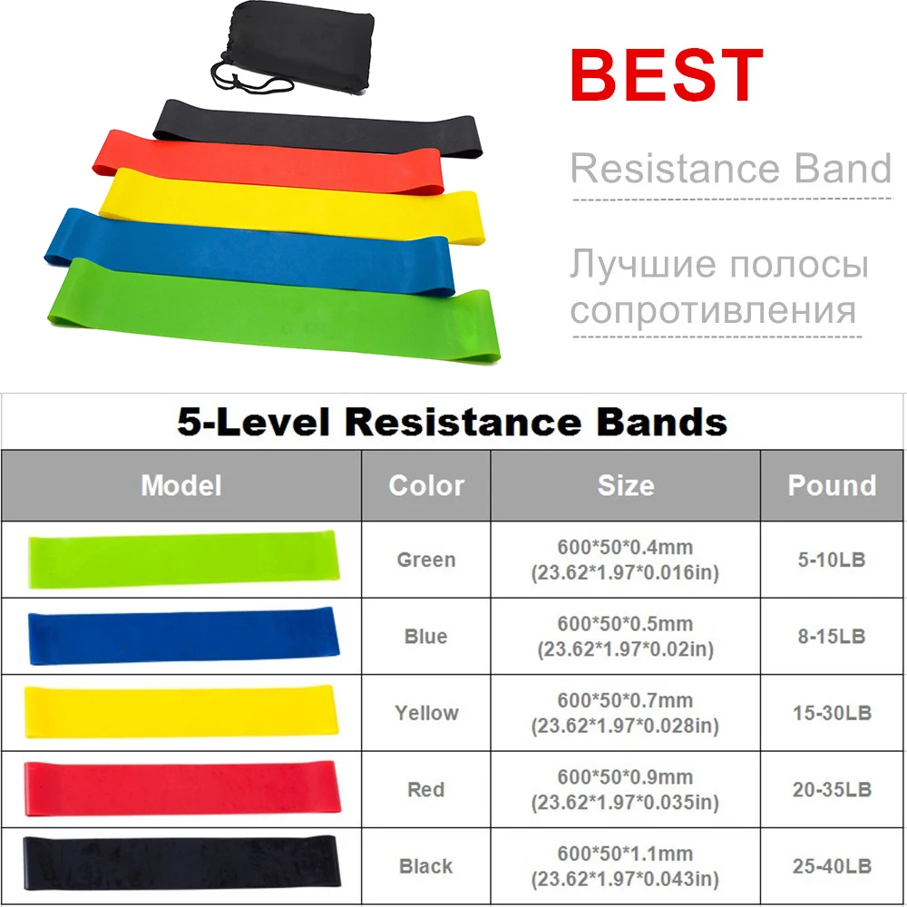 17pcs Yoga Band Tube Resistance Bands Set Fitness Elastic Rubber Training Workout Expander Pull Rope Gym Equipment | Спорт и