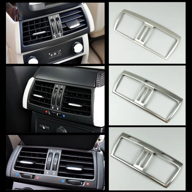 Stainless Steel Armrest Rear Air Conditioner Outlet Frame Decorative Cover Interior Vents Sticker Trim For BMW X5 E70 X6 E71 | Автомобили