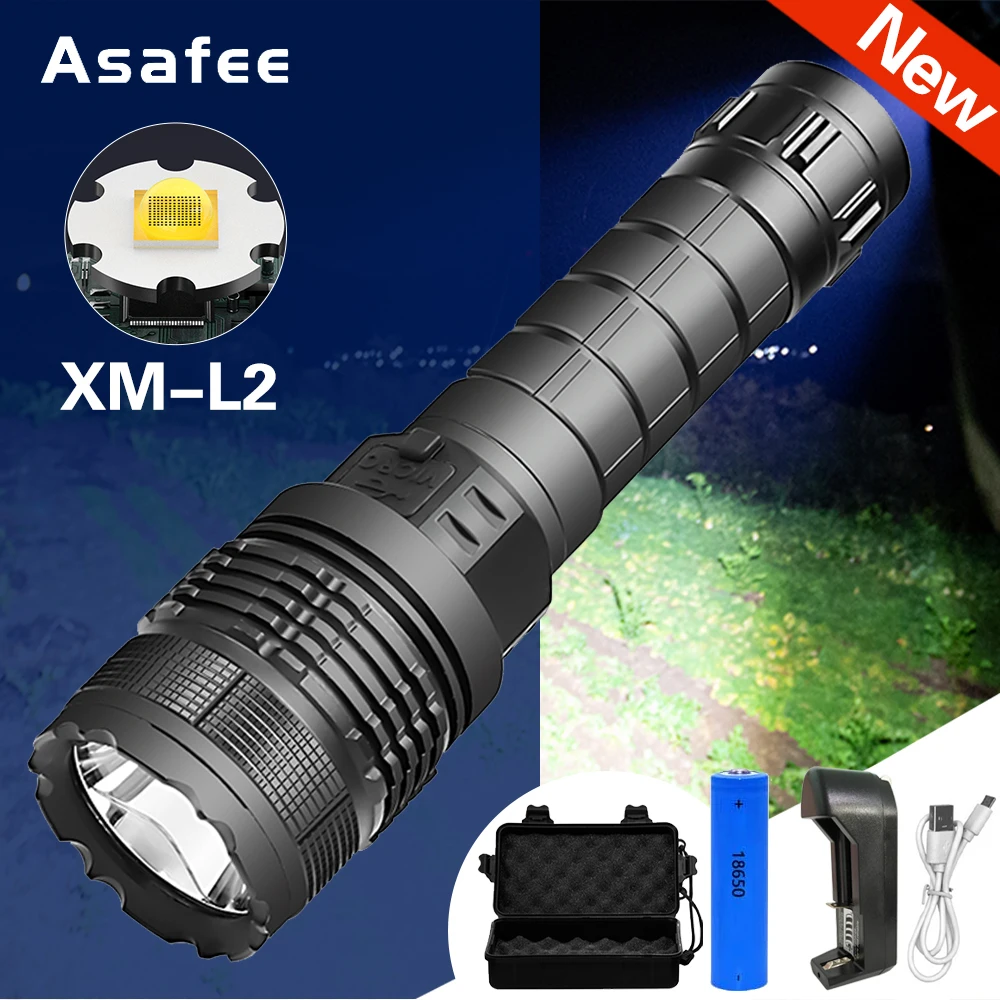 XM L2 светодиодный фонарик с дисплеем питания Micro USB Перезаряжаемый 5 режимов IP44