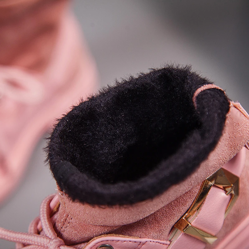 Обувь коллекция 2019 года модные зимние детские ботинки для девочек теплые кожаные