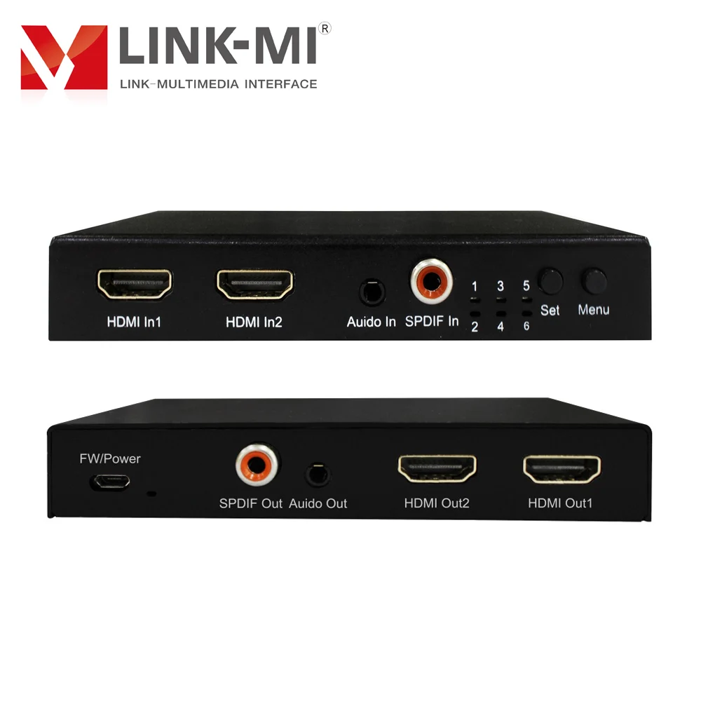 

LINK-MI 4K HDMI 1x2 разветвитель 2x1 переключатель с аналоговым SPDIF оптический аудио Extractio Поддержка 4K @ 60 Гц 3D HDR EDID Управление и Downsaler