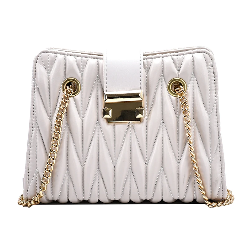 

Pleated Square Tote bag 2020 Fashion New High-quality PU Leather Women's Designer Handbag Chain Shoulder Messenger Bag