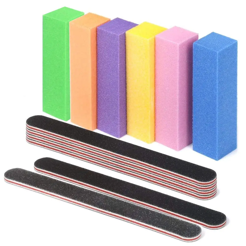 12 шт./компл. Пилочки для ногтей и Полировщики черный 100/180 Грит Шлифовальная Пилка