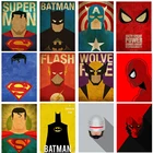 Рисунок супергероев Marvel, Человек-паук, Железный человек, холст, аниме плакат, черно-белый Настенный декор, детский подарок на день рождения