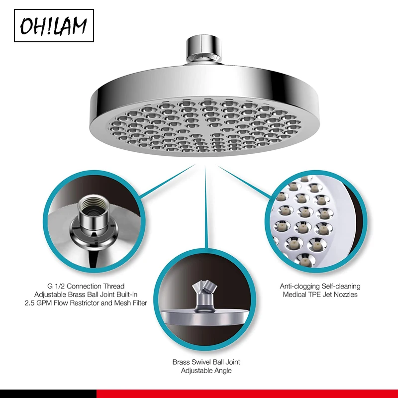 6 shower head high pressure rain luxury modern chrome easy tool free installation replacement for your bathroom shower heads free global shipping