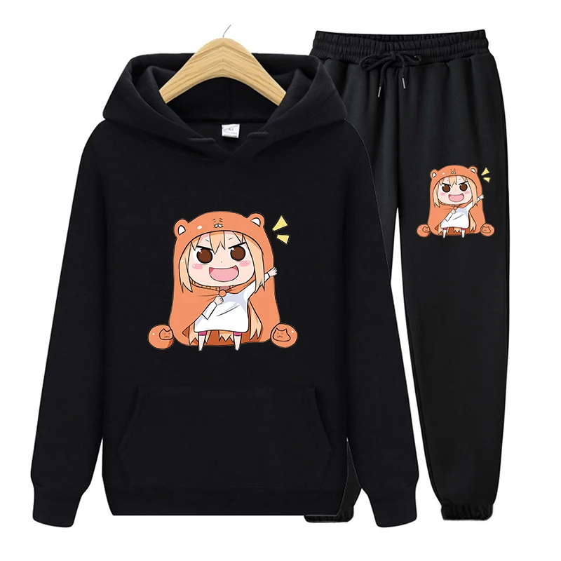 

Winter Two Piece Set Casual Tracksuit Women Hooded Sweatshirt Long Sleeve Female Sports Jogging Pants Kawaii Cartoon Anime Print