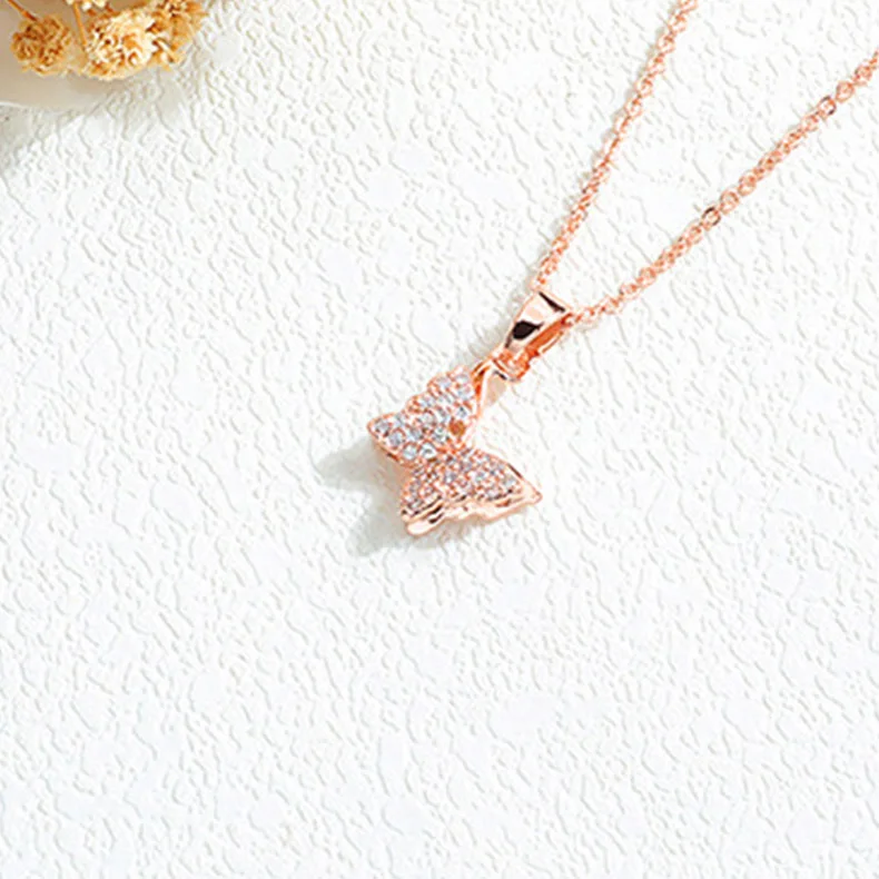 

Stainless Steel Women Necklaces Pendants Chain Butterfly Gilded Gold Zircon for Girlfriend Jewelry Creativity Gift Wholesale