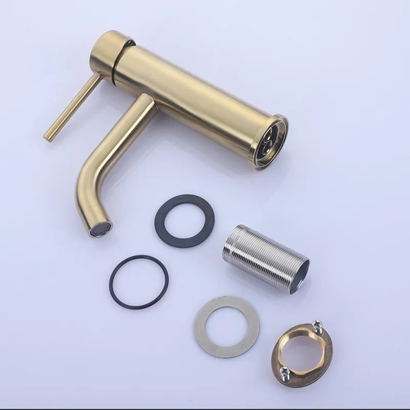 

Sink faucet bathroom hot and cold Brush Gold single lever hot and cold basin water mixer tap bathroom sink faucet brass tap gold
