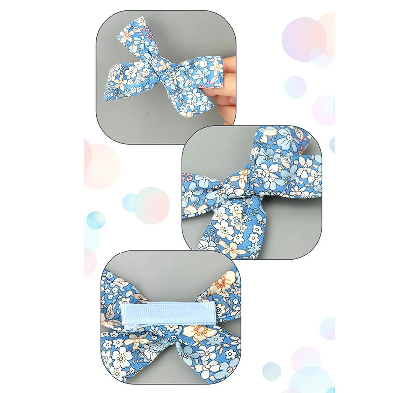 

4 Pcs/set Cotton Linen Leopard Printed Bowknot Hair Clips Kids Hair Accessories