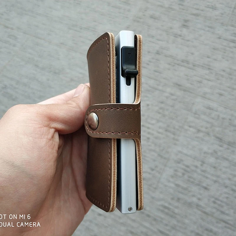 Винтажный Мужской держатель для кредитных карт с RFID застежкой алюминиевая