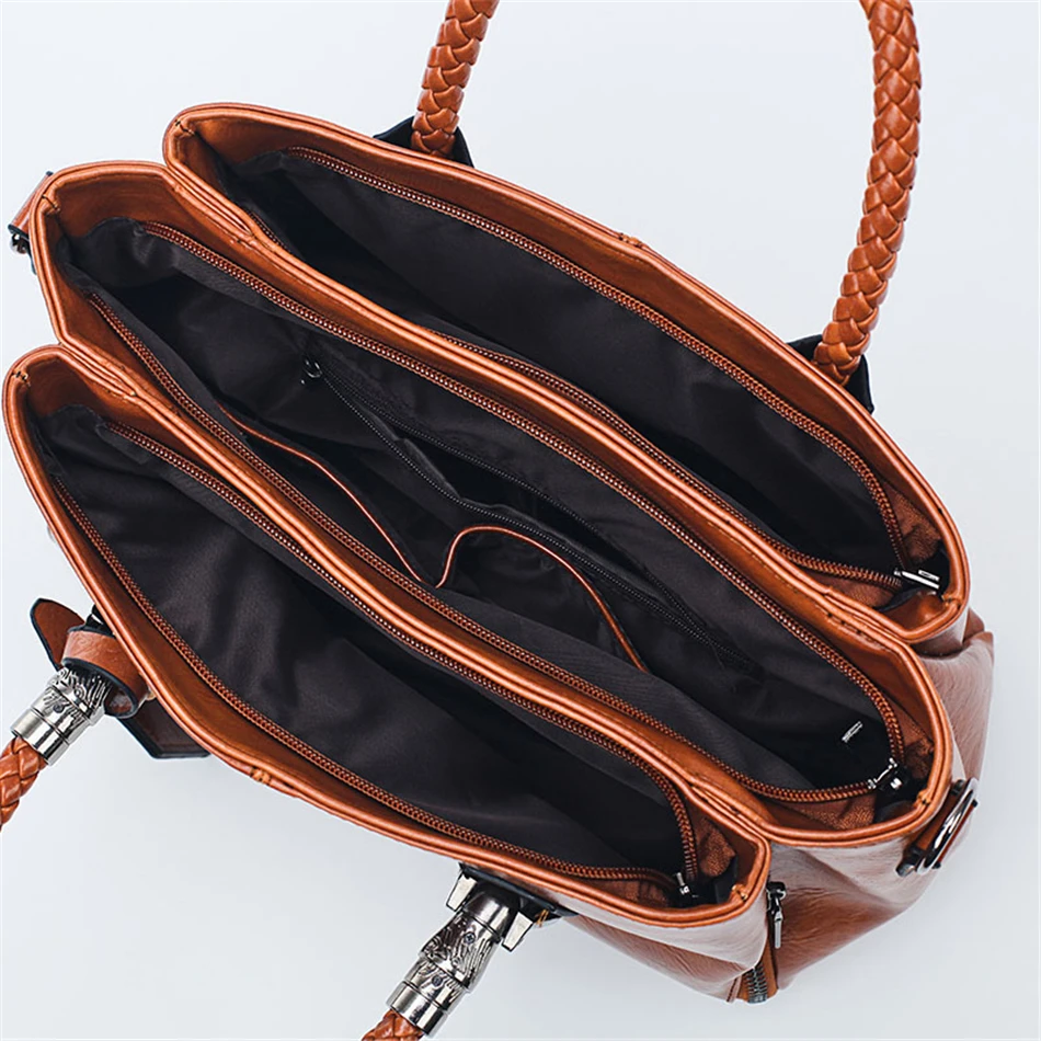 

Vintage Oil Wax leather luxury handbags women bags designer ladies hand bags for women 2020 bag sac a main Femme Bolsa Feminina