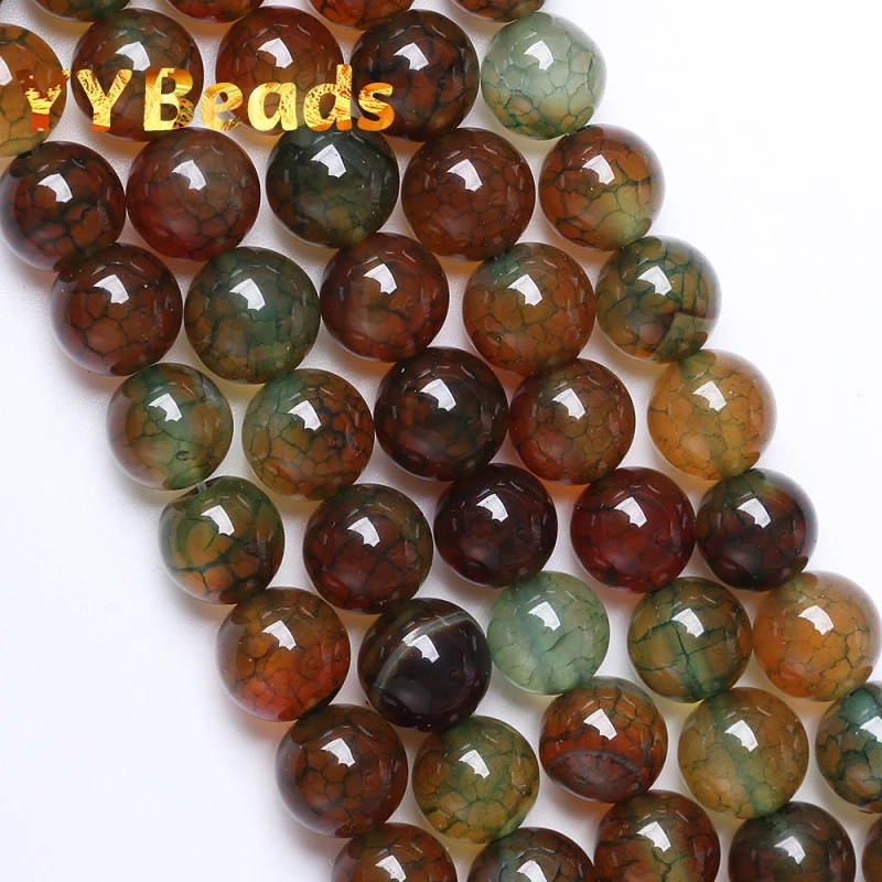 

Genuine Green Peacock Dragon Vein Agates Beads Round Loose Charm Beads For Jewelry Making DIY Bracelets Accessories 6 8 10 12mm