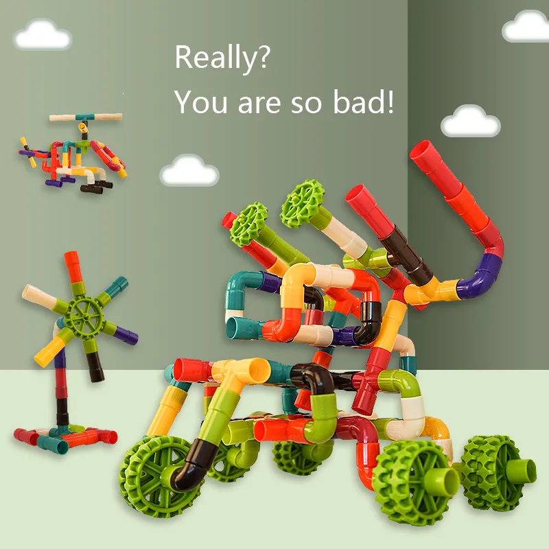 

DIY Water Pipe Building Blocks Toys for Children Enlightening Tunnel Construction Educational STEM Designer Toys Bricks for Boys