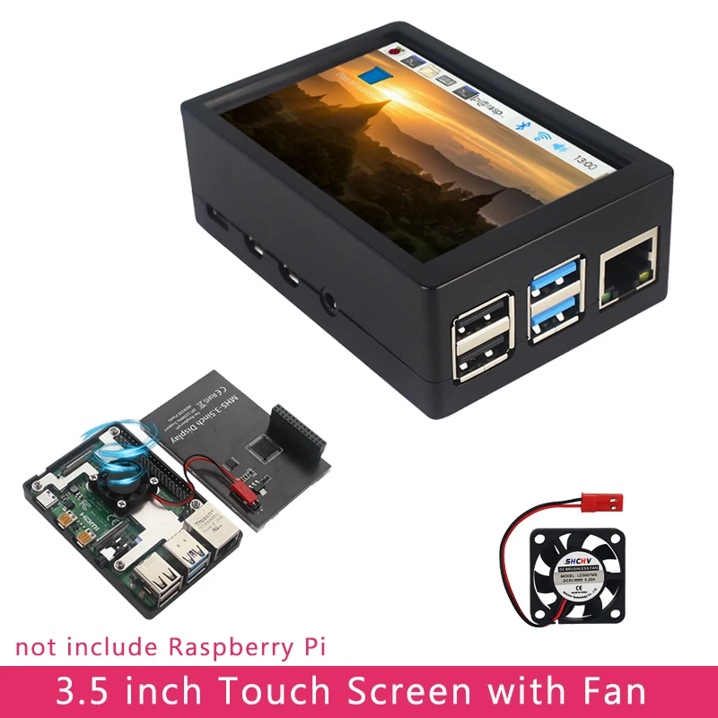 Raspberry Pi 4 B 3 5 дюймовый сенсорный экран 480x320 ЖК дисплей с охлаждающим вентилятором
