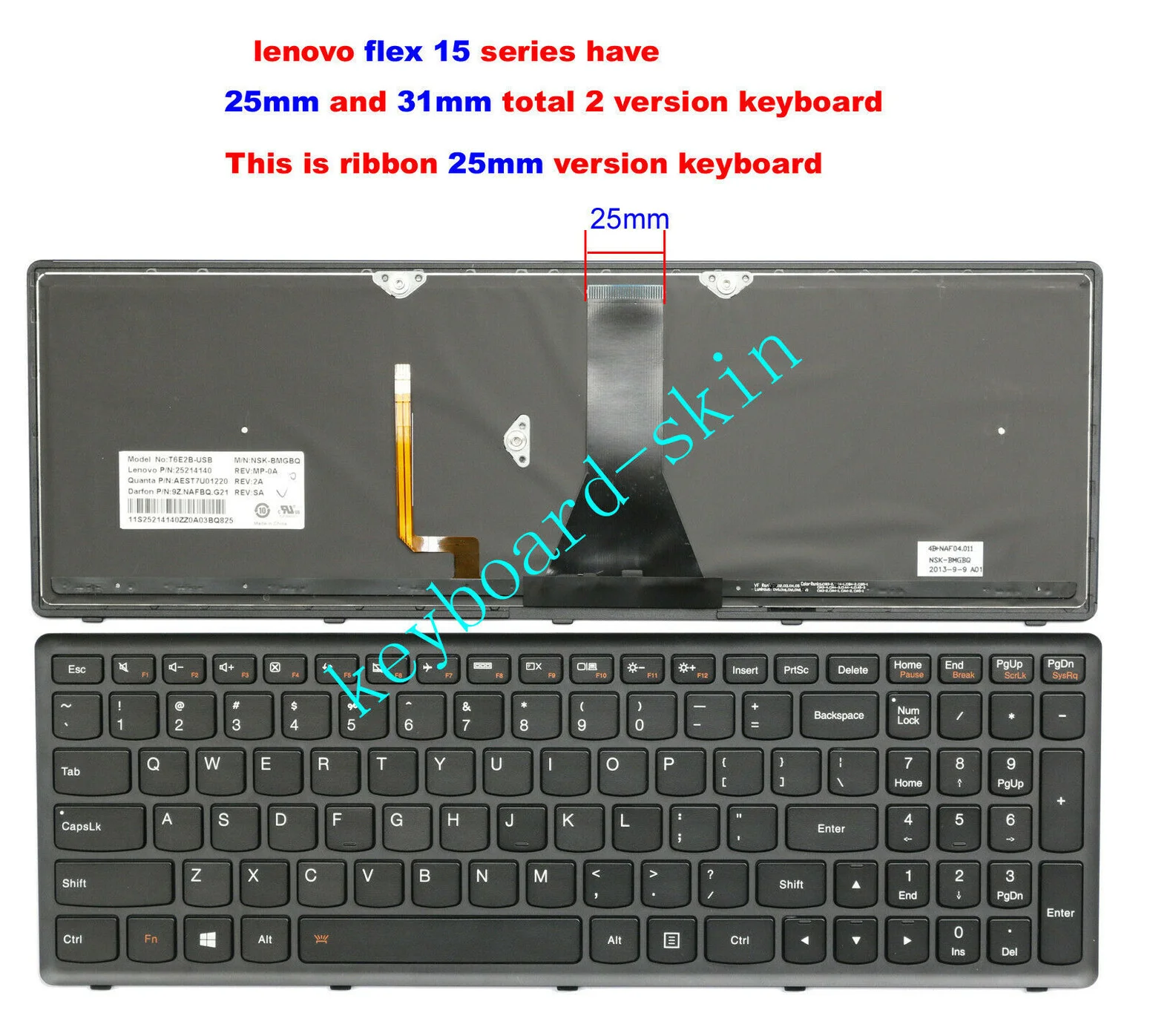 Новая английская клавиатура с подсветкой, 25 мм, лента для Lenovo Flex15 FLEX15AP-IFI 25214166 T6E2B-USI 9z. Nafbq.g1d NSK-BMGBQ 9z. Nafbq.g01