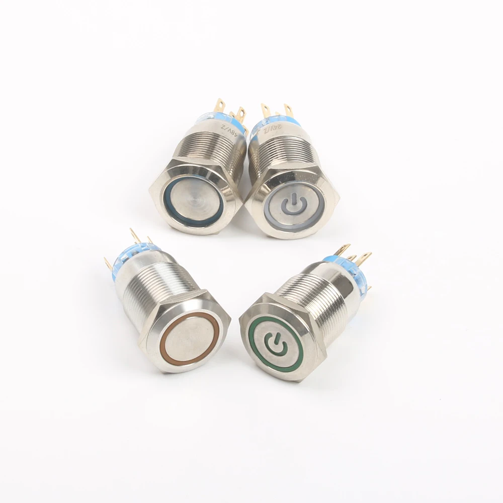 10 шт. 19 мм латунный кнопочный переключатель плоский круглый кольцевой светильник