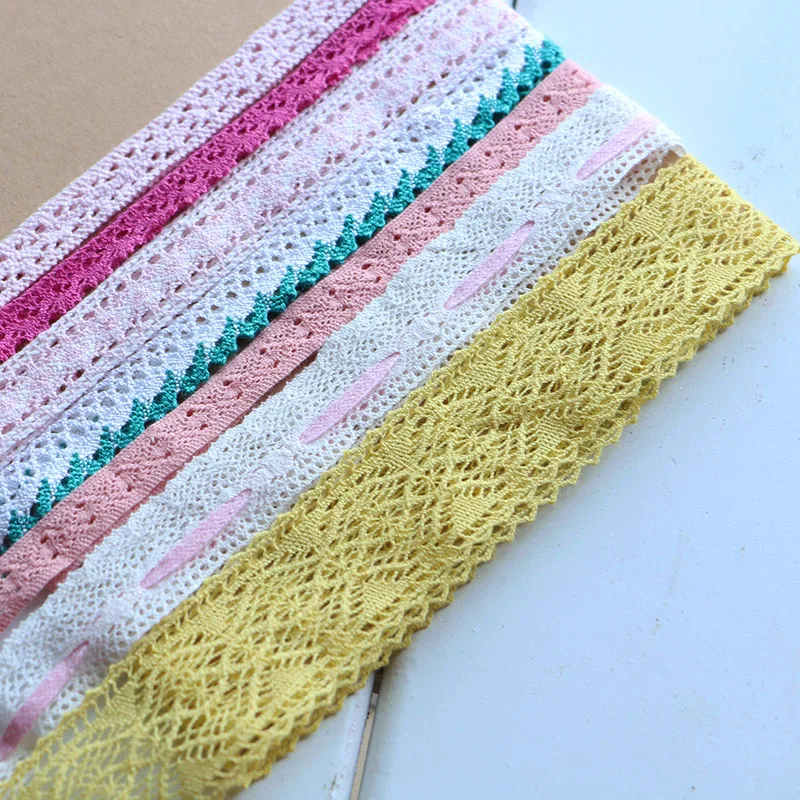 (5 ярдов/рулон) Белый Бежевый хлопок вышитый кружевной ленты сетки ткань отделка