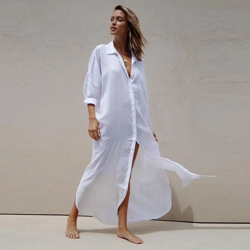 Женское пляжное платье-макси с длинным рукавом | Женская одежда