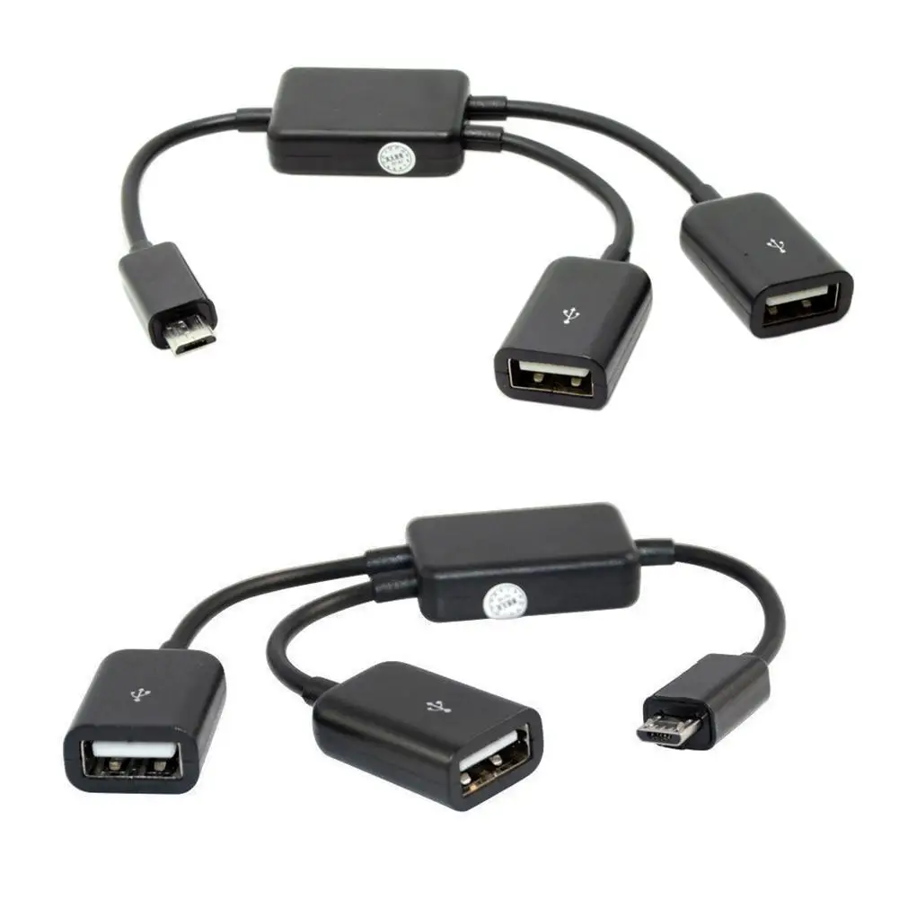 Кабель концентратор с Micro USB /Type C на OTG двумя портами Y образный разветвитель