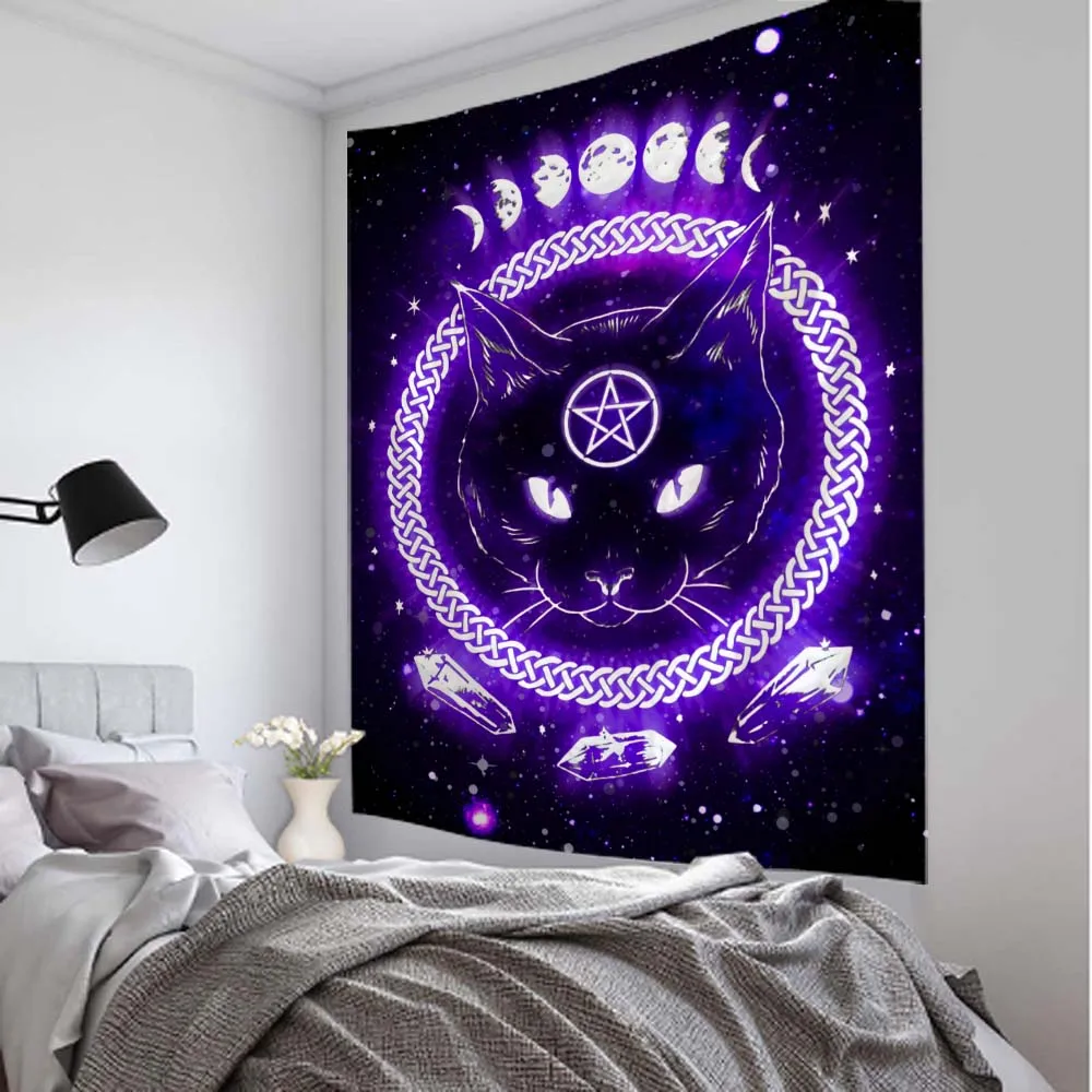 

Psychedelic animal tapestry cat lion wolf tiger wall hanging mystery witchcraft bohemian home aesthetics room decoration