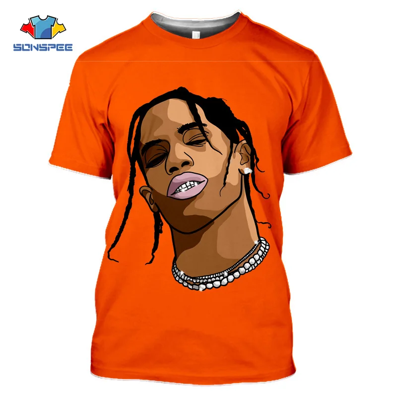 

SONSPEE3D Printing Travis Scott Harajuku Men's Hip Hop T-shirt Sports Ladies Top Short Sleeve Casual Fashion Street Rapper