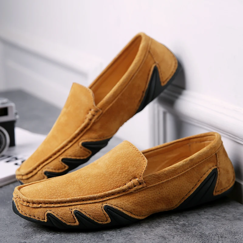 

Туфли мужские кожаные без шнуровки, дышащие лоферы, Повседневная Удобная летняя обувь, для тенниса