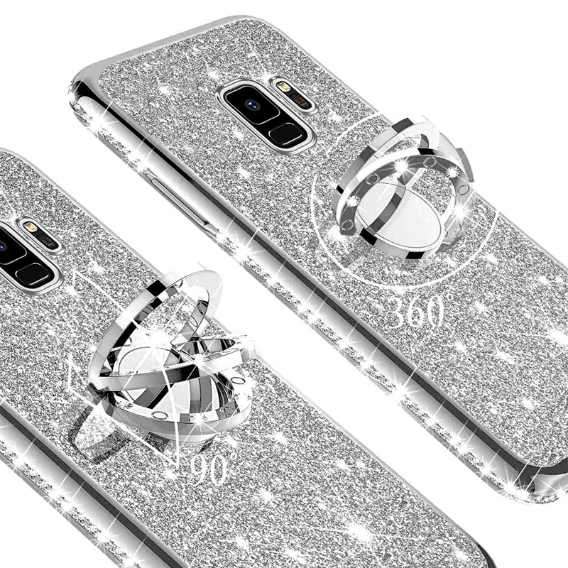 A10 A20 A20E палец кольцо чехол для ювелирных изделий, samsung Galaxy A30 A40 A50 A70 M20 J6 A6 A7 A8 плюс A5 мягкий блеск Алмазный чехол для iPhone X