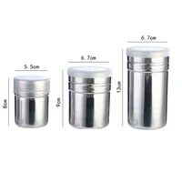 1pcs household powder sugar shaker with lid cans cocoa flour cinnamon icing stainless steel fine mesh shaker sugar powder sifter
