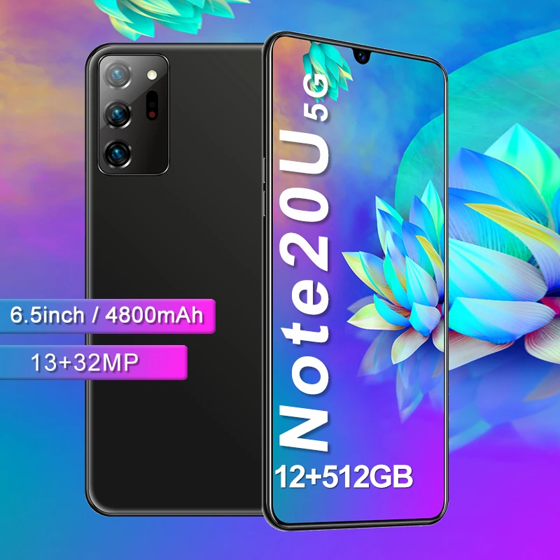 

Note20U 6.5 Inch Android Smartphones Universal 5G LET 10-Core MTK-6889 12+512GB Cellphones Face ID Unlock Dual SIM Mobile Phone