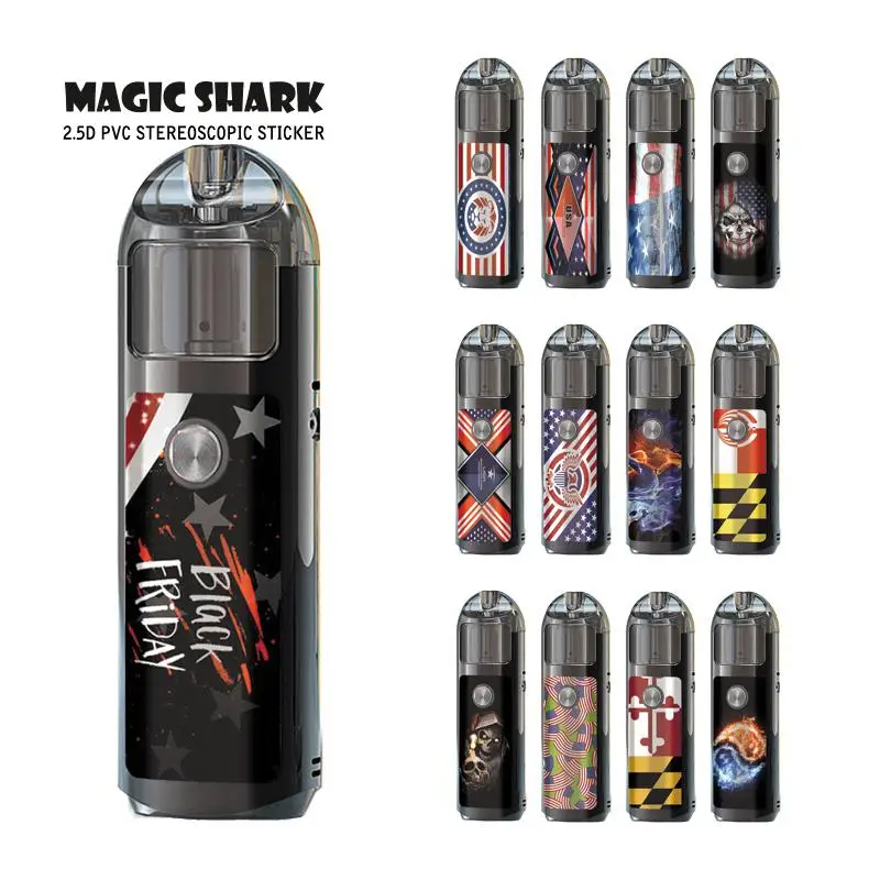 Magic Shark Флаг США Черная пятница череп наклейка с дымом чехол Чехол для Lostvape LYRA Vape