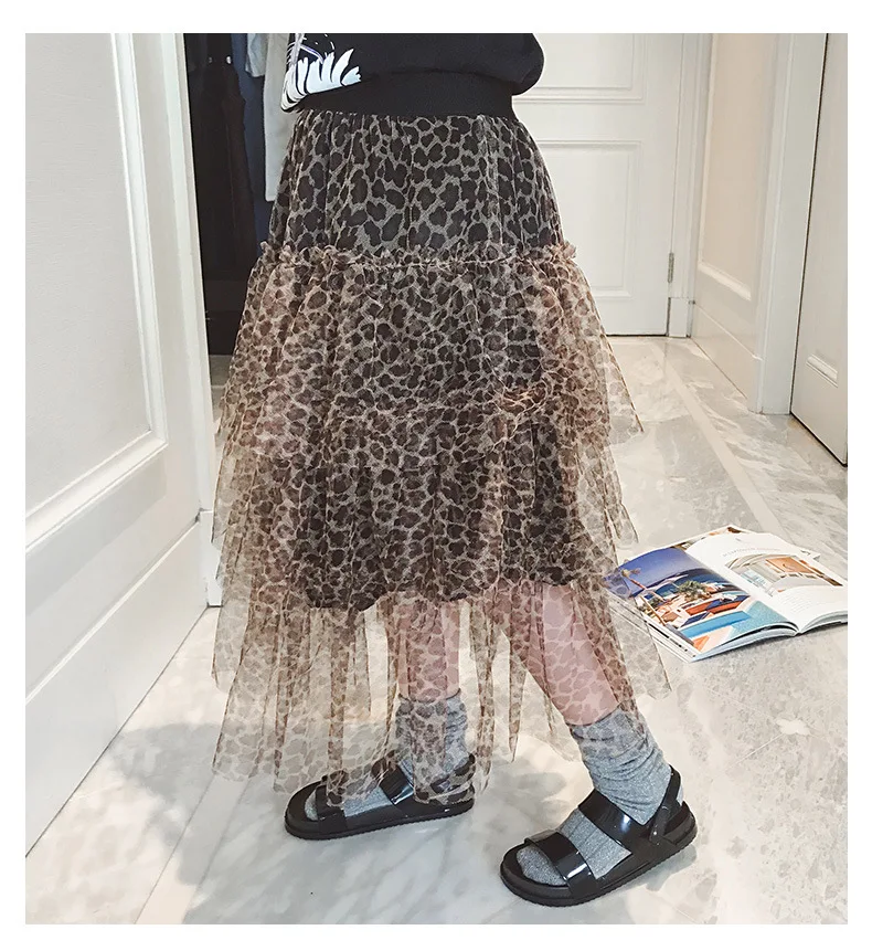 Летняя юбка пачка принцессы с леопардовым принтом 2020 модная фатиновая для