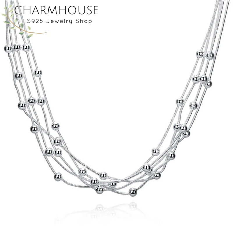 Цепочка из серебра 925 пробы с бусинами | Украшения и аксессуары