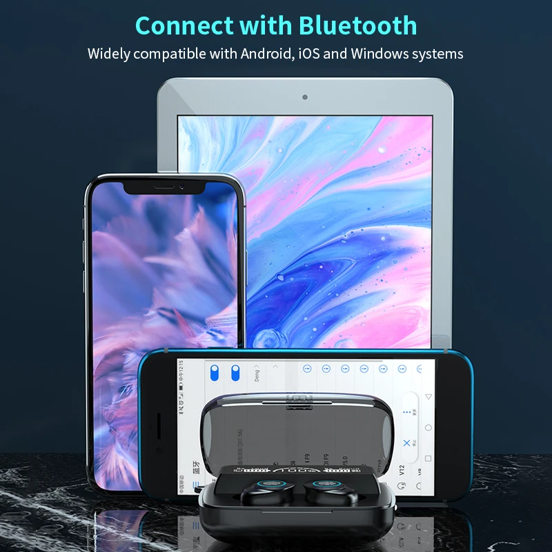 

M17 2000MAH LED Bluetooth Wireless Earphones Headphones Earbuds TWS Touch Control Sport Headset Noise Cancel Earphone Headphone