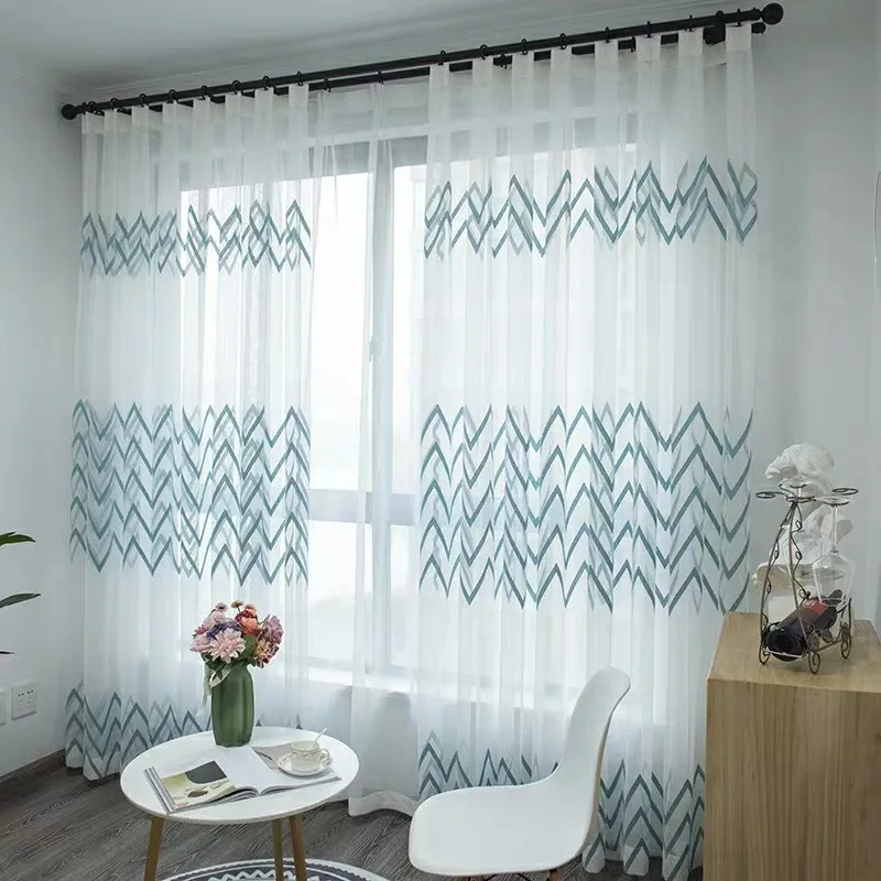

Curtains for Living Room Dining Bedroom Embroidery Yarn Simple Modern Style Korean Nordic Style Hemp Yarn Curtain