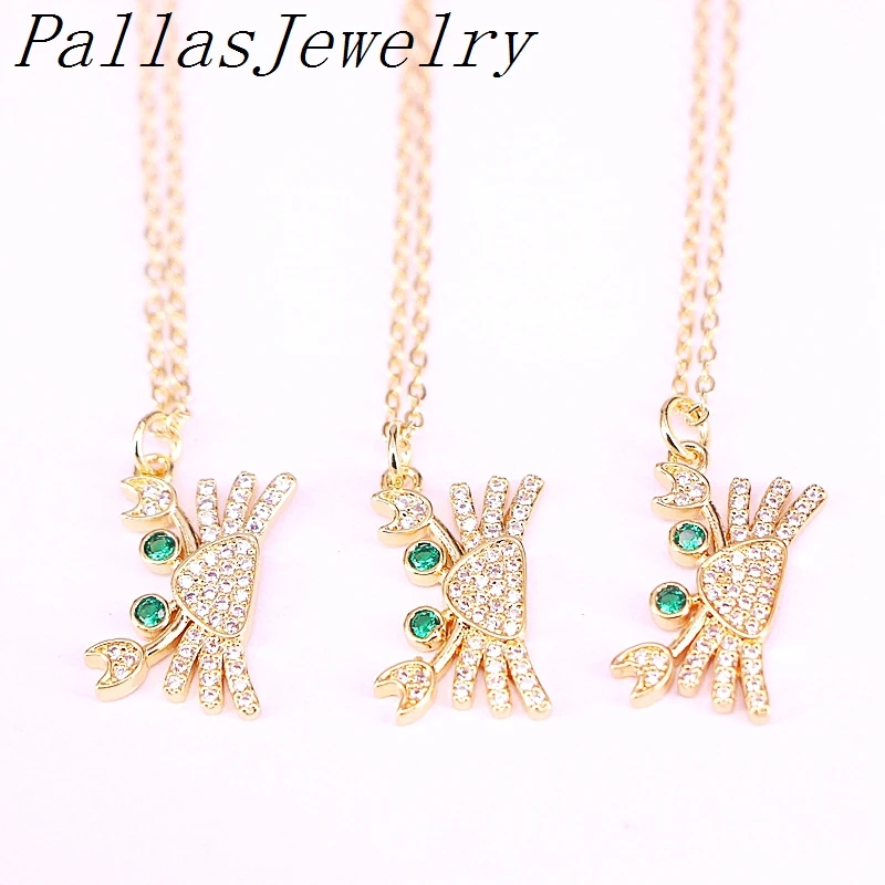 

10Pcs New Arrival Women Men Necklace CZ Zircon Seahorse / Crab Pendant Necklace Gold Color Chain Party Jewelry
