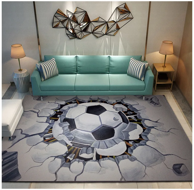 

3D Printing Football Famous Paintings Starry Sky Floor Mat Door Mat Anti-slip Mat Carpet Bedroom Living Room Home Decoration