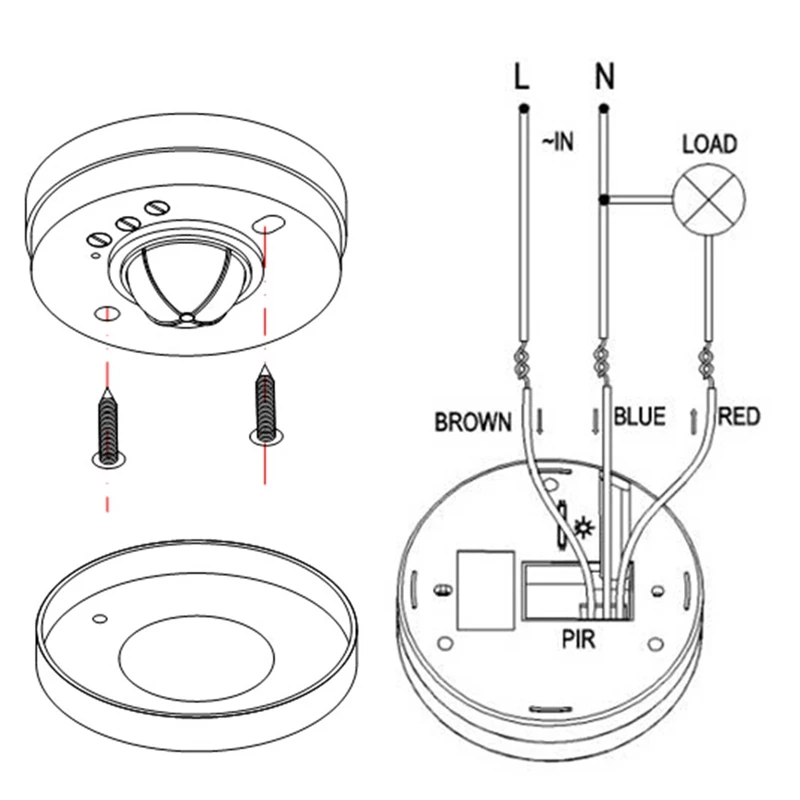 

Motion Sensor,3 Detectors 360 Degree Ceiling PIR Movement Sensor Light Switch 110-240V for Bathroom