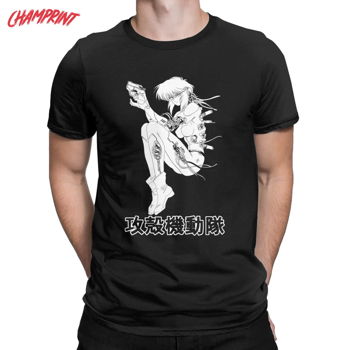 Мужская футболка Motoko Ghost In The Shell Забавные футболки с коротким рукавом и круглым