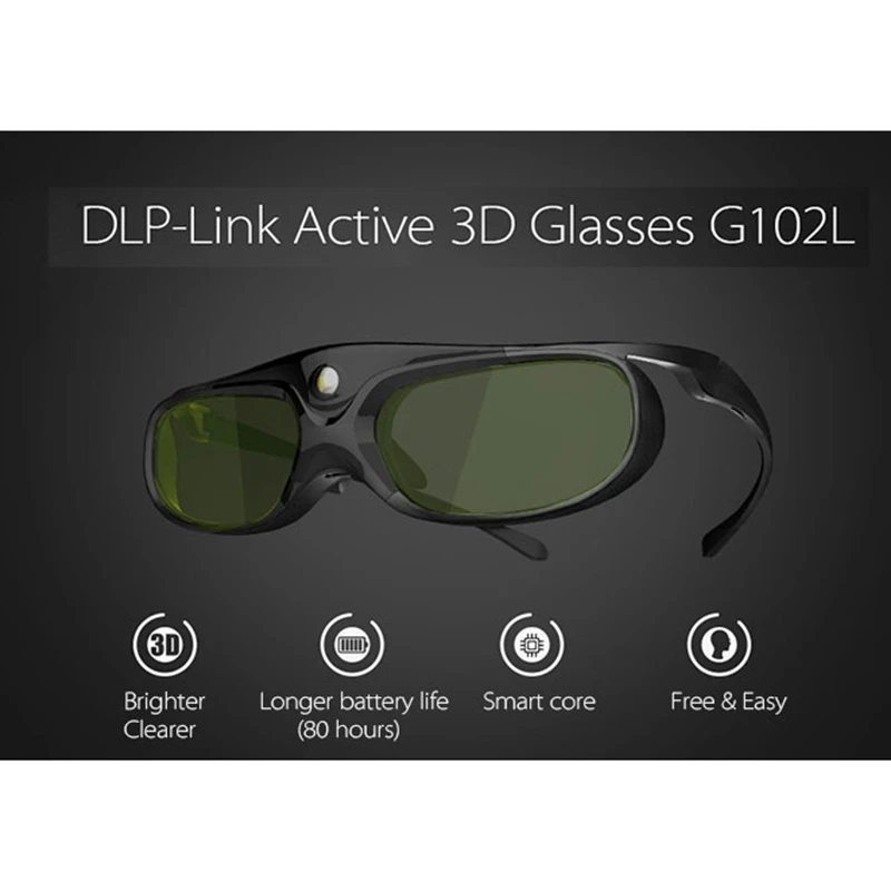 4 PCS Active Shutter 3D Glasses for DLP Link Compatible 96-144HZ with Optama /Acer/BenQ /ViewSonic/XGIMI DLP Link Projectors