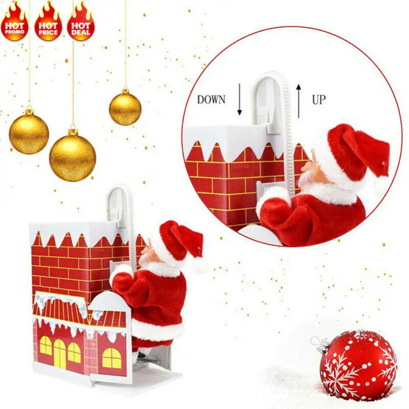 Горячая Санта Клаус скалолазание дымоход Кукла электрическая игрушка с музыкой