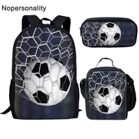 nopersonality 3pcsset soccer ball print school bag for kids boys stylish child casual book bag cool students school bookbag