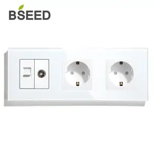 bseed eu standard double socket with tv pc socket white black golden 288mm free global shipping