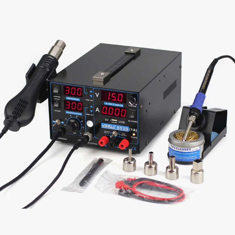 220 В/110 В YIHUA 853D 1A USB переработанная станция с паяльной станцией источник питания