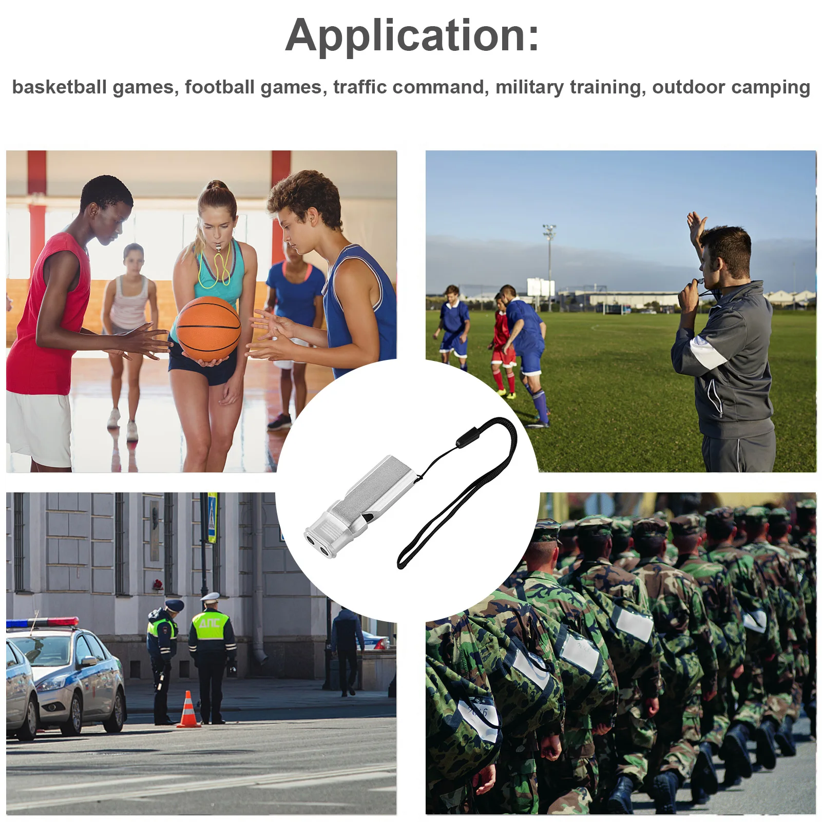 

1pc Outdoors High Decibel Portable Keychain Whistle Aluminum Alloy Double Pipe Emergency Survival Whistle Multifunction Tools