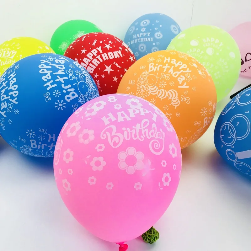 10 шт./лот 12 дюймовые латексные воздушные шары с надписью на день рождения
