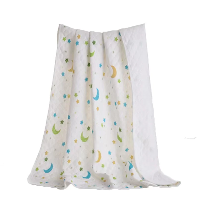 

Three Layers of Warmth Six Layers of Gauze Single Infant Cotton Gauze Washed Quilt Baby Printing High-density Blanket RB02