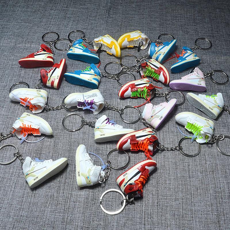 

3D Mini AIR Brand Sneaker Keychain AJ Model Shoes Keyring Boy Men Backpack Pendant Car Key Accessories Hot Sale Jewelry Gift New