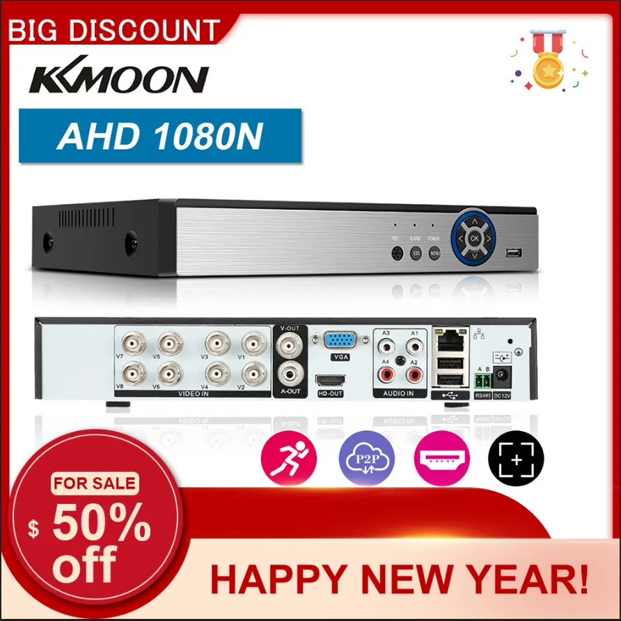 Цифровой видеорегистратор 8CH 5 в 1 1080N DVR XMeye CCTV с Wi-Fi 3G Cloud P2P H.264 для AHD-камеры, IP-камеры, домашней безопасности - изображение