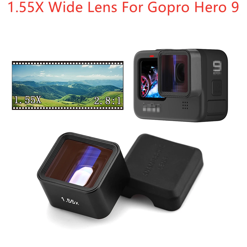 

1.55X Wide Lens For Gopro Hero 9 Black Wide-angle Anamorphic Filter Video Widescree for Gopro 9 Action Camera Accessories