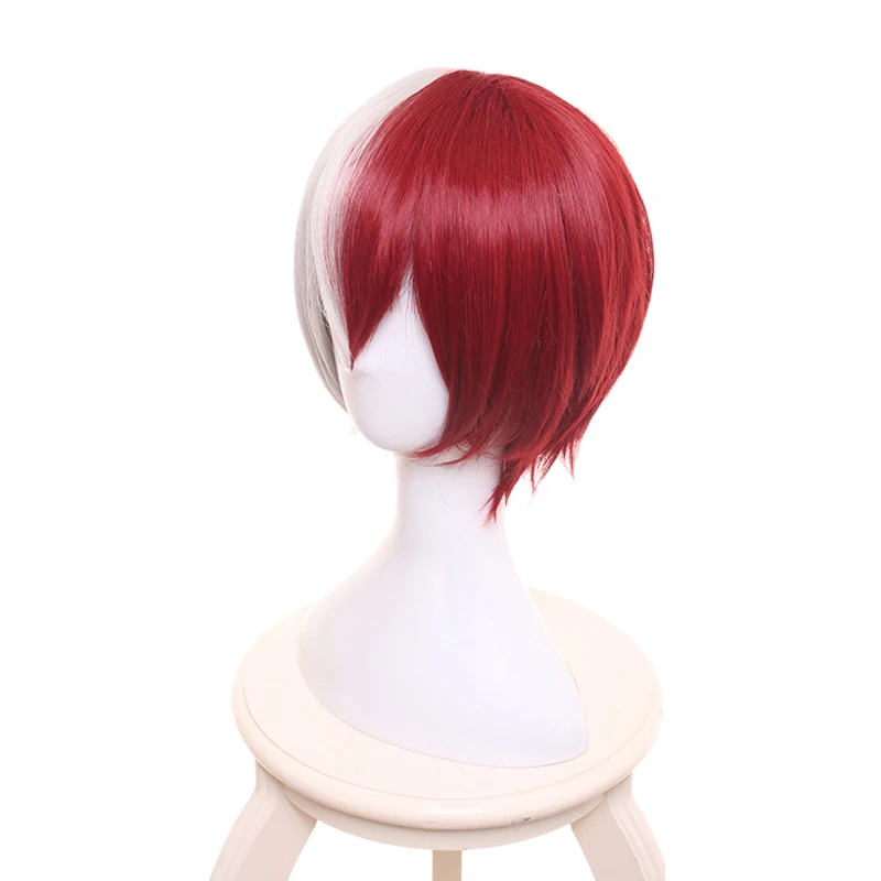 My Hero Academia Shoto Todoroki Cosplay Wig Short Red White Ear Hairpins Boku No Hair + Free Cap Woman Man | Тематическая одежда и